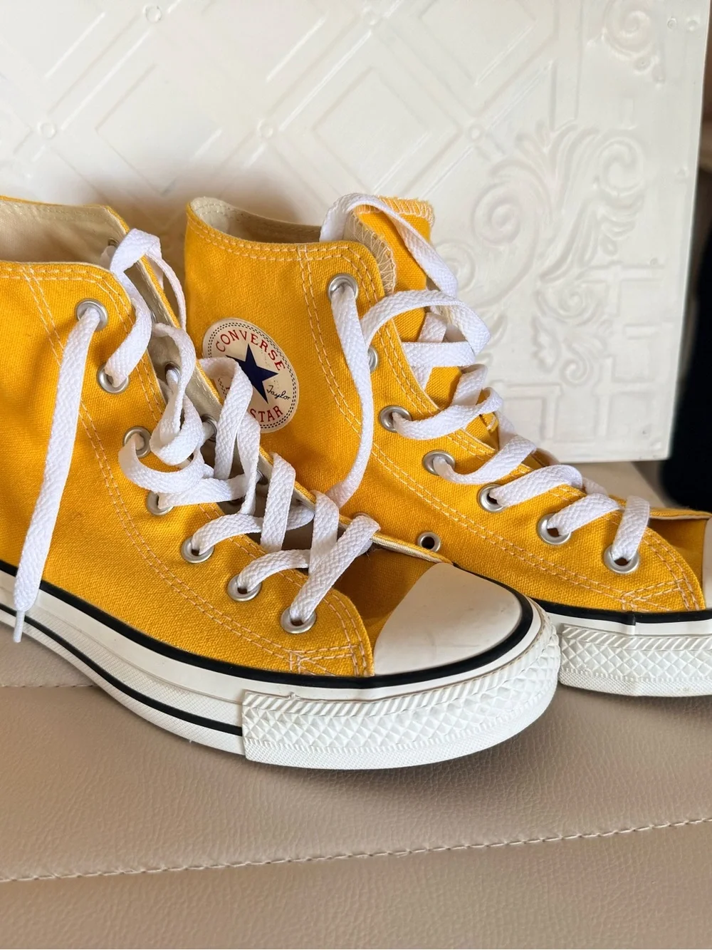Converse Yellow High Top Canvas Sneakers